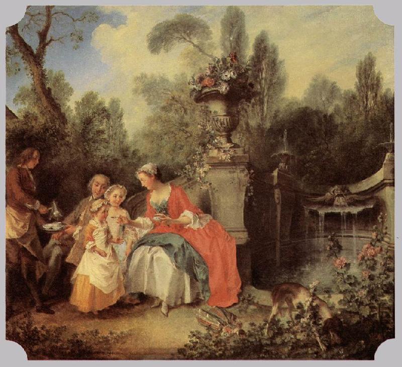 Nicolas Lancret Lady Gentleman with two Girls and Servant oil painting image